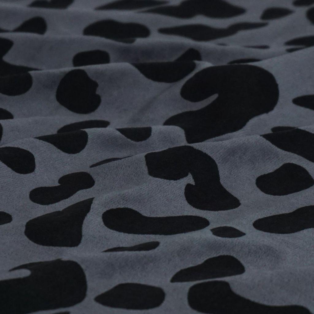 Nickistoff bedruckt Panther Leo grau schwarz